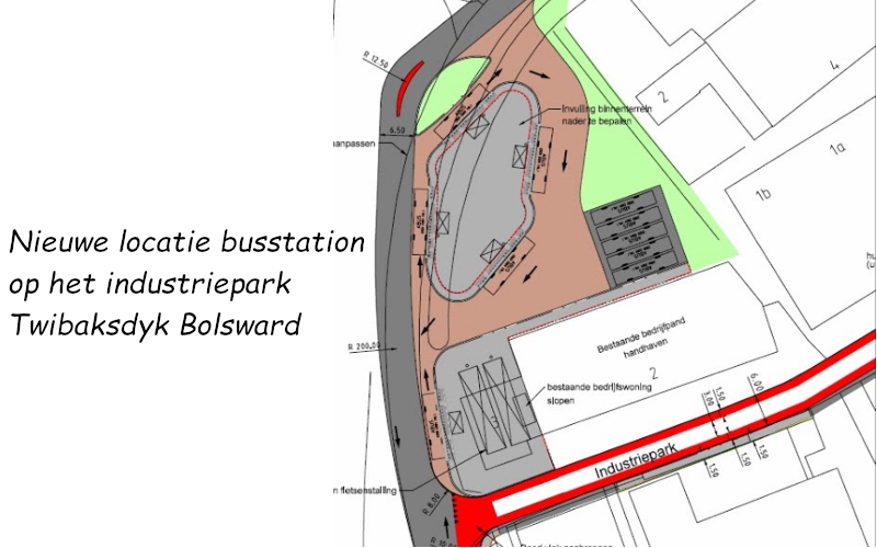Locatie van het nieuwe busstation in Bolsward