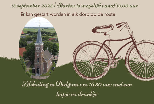 Fietstocht langs 9 kerken. Aanmelding is niet nodig!!