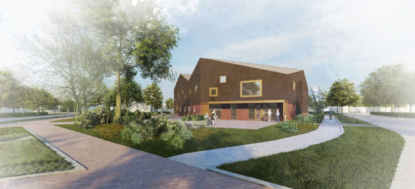 impressie van de nieuw te bouwen Kultuerhús Klameare